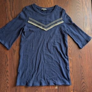 Pleione Navy Long Sleeve Dress with Silver Accents